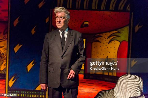 Artist David Lynch at the opening of his exhibition: Between Two Worlds at Gallery of Modern Art on March 13, 2015 in Brisbane, Australia. Lynch is...