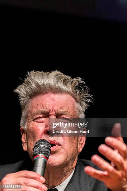 Artist David Lynch at the opening of his exhibition: Between Two Worlds at Gallery of Modern Art on March 13, 2015 in Brisbane, Australia. Lynch is...