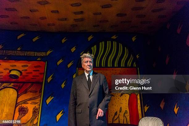 Artist David Lynch at the opening of his exhibition: Between Two Worlds at Gallery of Modern Art on March 13, 2015 in Brisbane, Australia. Lynch is...