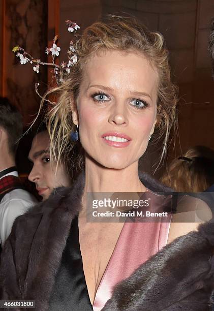 Eva Herzigova attends the Alexander McQueen: Savage Beauty Fashion Gala at the V&A, presented by American Express and Kering on March 12, 2015 in...