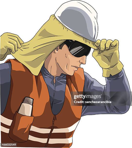 solar protection - manual worker stock illustrations