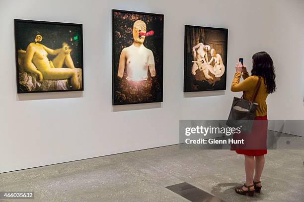 General view at the David Lynch exhibition: Between Two Worlds at Gallery of Modern Art on March 13, 2015 in Brisbane, Australia. Lynch is the...
