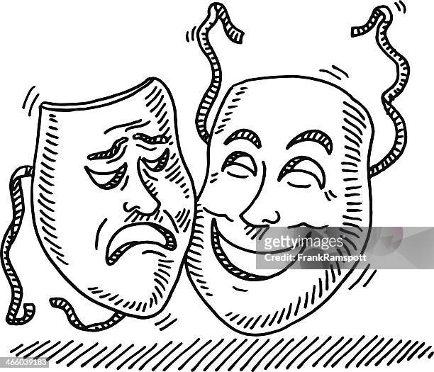 theater symbol face mask drawing - stage costume stock illustrations