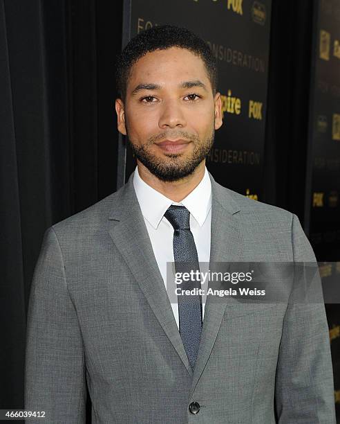 Actor Jussie Smollett arrives at Fox's "Empire" ATAS Academy Event at The Theatre at The Ace Hotel on March 12, 2015 in Los Angeles, California.