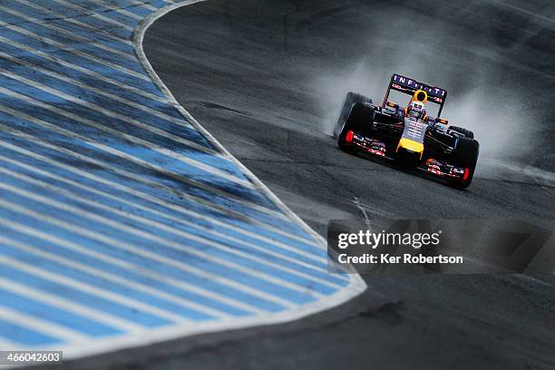 Daniel Ricciardo of Australia and Infiniti Red Bull Racing drives during day four of Formula One Winter Testing at the Circuito de Jerez on January...