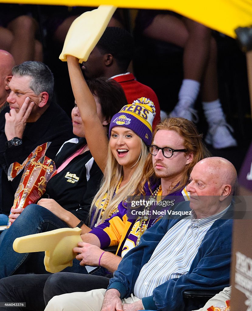 Celebrities At The Los Angeles Lakers Game