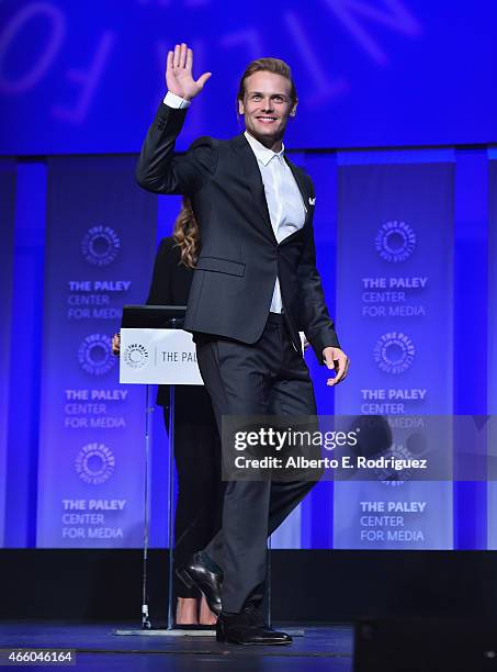 Actor Sam Heughan attends The Paley Center for Media's 32nd Annual PALEYFEST LA "Outlander" at Dolby Theatre on March 12, 2015 in Hollywood,...