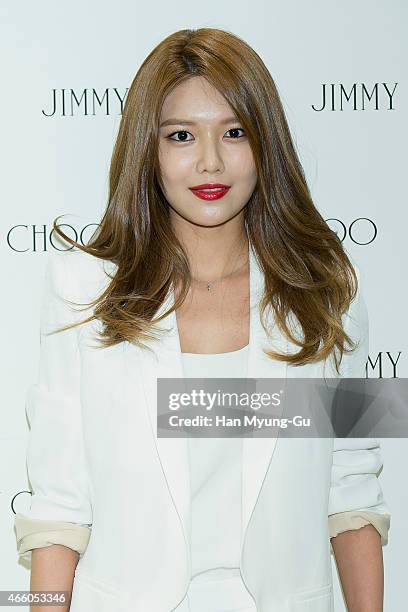 Sooyoung of South Korean girl group Girls' Generation attends the renewal opening event for Jimmy Choo at Hyundai Department Store on March 13, 2015...