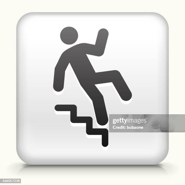 square button with falling down stair royalty free vector art - drop down button stock illustrations