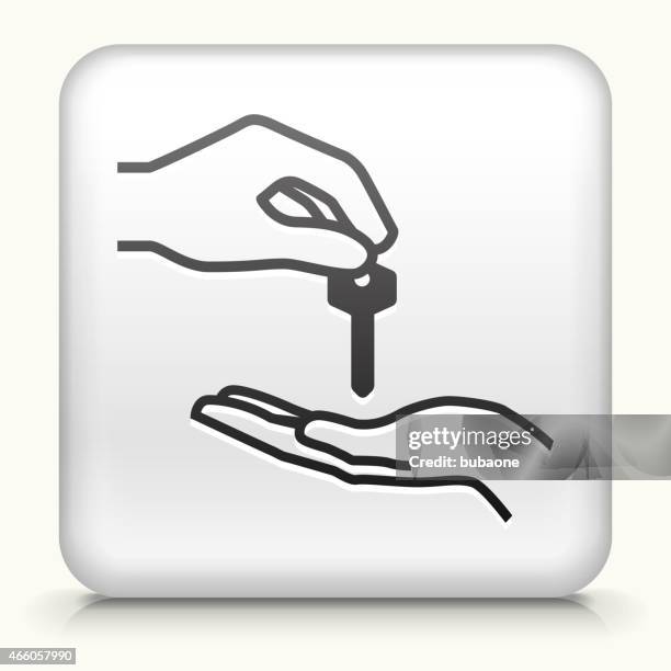 square button with hand giving keys - personal valet stock illustrations