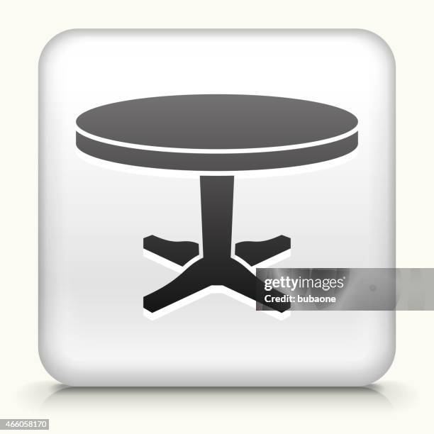 square button with circular table - wood table white background stock illustrations