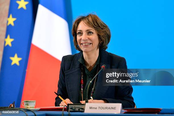 Marisol Touraine, French Minister of Social Affairs visits the prefecture of Aisne on March 13, 2015 in Laon, France. The purpose of the visit is to...