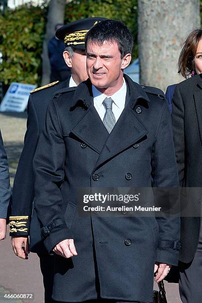 French Prime Minister Manuel Valls visits the prefecture of Aisne on March 13, 2015 in Laon, France. The purpose of the visit is to discuss and...