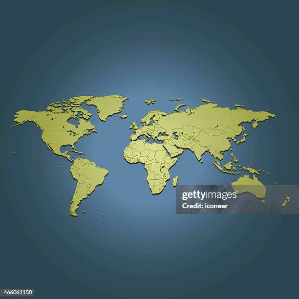 world green travel karte auf dunklem hintergrund in perspektive auf - point of view stock-grafiken, -clipart, -cartoons und -symbole
