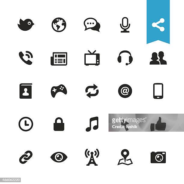 communication and media vector icons - hyperlink stock illustrations