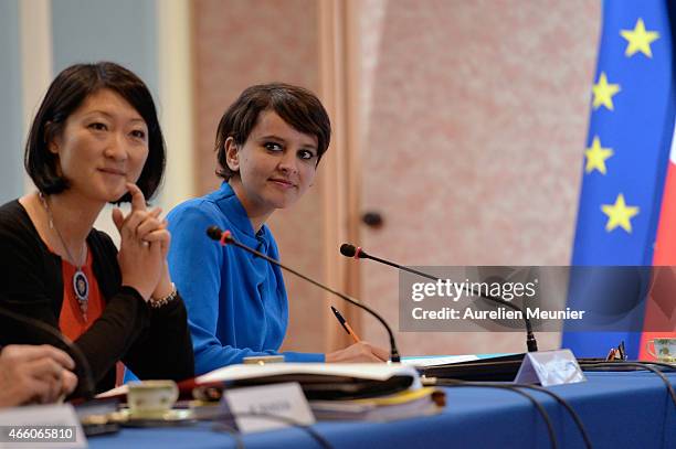 Najat Vallaud-Belkacem , French Minister of National Education, Higher Education and Researchs and Fleur Pellerin , French Culture and Communication...