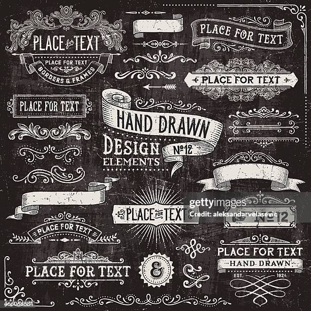 ilustrações, clipart, desenhos animados e ícones de chalkboard banners, emblemas e quadros - quadro negro