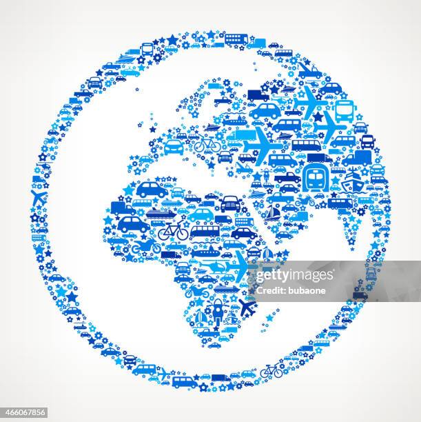 world map globe on transportation royalty free vector art pattern - bus side stock illustrations