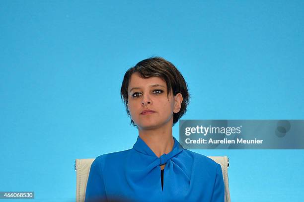 Najat Vallaud-Belkacem , French Minister of National Education, Higher Education visits the prefecture of Aisne on March 13, 2015 in Laon, France....