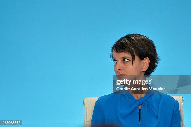 Najat Vallaud-Belkacem , French Minister of National Education, Higher Education visits the prefecture of Aisne on March 13, 2015 in Laon, France....