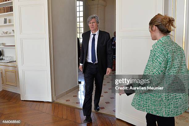 Stephane Le Foll, Minister of Agriculture, Food and Forestry, Government Spokesman visits the prefecture of Aisne on March 13, 2015 in Laon, France....