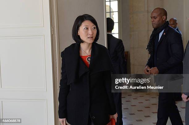 Fleur Pellerin, French Culture and Communication Minister visit the prefecture of Aisne on March 13, 2015 in Laon, France. The purpose of the visit...