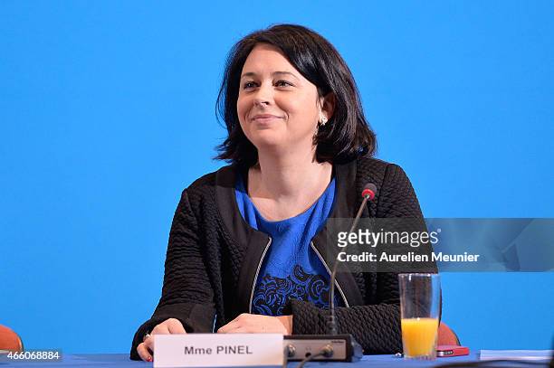 Sylvia Pinel French Minister of Housing visit the prefecture of Aisne on March 13, 2015 in Laon, France. The purpose of the visit is to promote and...