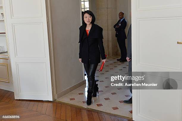 Fleur Pellerin, French Culture and Communication Minister visit the prefecture of Aisne on March 13, 2015 in Laon, France. The purpose of the visit...