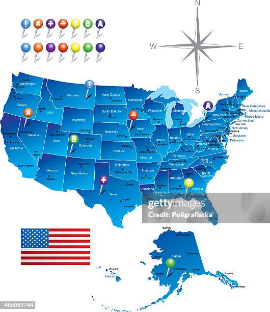 map of usa - alaska us state stock illustrations