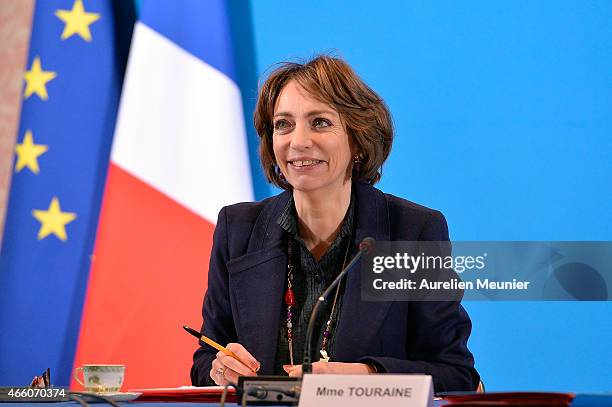 Marisol Touraine, French Minister of Social Affairs visits the prefecture of Aisne on March 13, 2015 in Laon, France. The purpose of the visit is to...