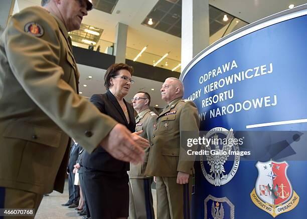 Prime Minister Ewa Kopacz, meet Generals from the Polish Army on March 11, 2015 in Warsaw, Poland. The meeting was part of the annual briefing from...