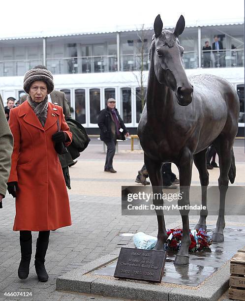 Anne, The Princess Royal during day 4 of the Cheltenham Festival at Cheltenham Racecourse on March 13, 2015 in Cheltenham, England.