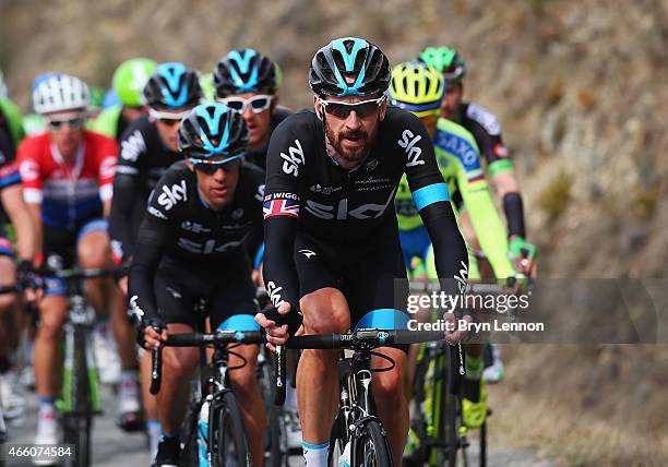 Sir Bradley Wiggins of Great Britain and Team Sky rides during stage five of the Paris - Nice cycling race between Saint-Etienne and Rasteau on March...