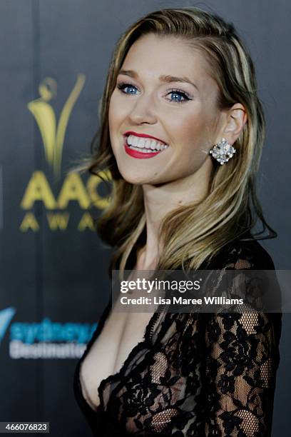 Aleisha Rose arrives at the 3rd Annual AACTA Awards Ceremony at The Star on January 30, 2014 in Sydney, Australia.