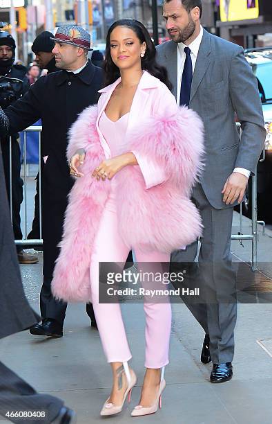 Singer Rihanna is seen arriving at "Good Morning America"on March 13, 2015 in New York City.