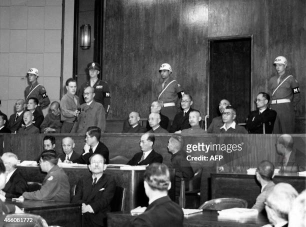 Picture taken on October 1, 1948 in Tokyo shows Hideki Tojo, former Japanese Premier and General in the Imperial Japanese Army during World War II,...