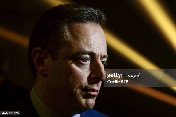 Flemish nationalist N-VA party chairman and mayor of Antwerp Bart De Wever lookson during the opening of a three-day N-VA congress entitled...