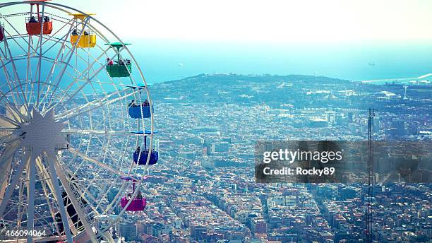 looking at barcelona from mount tibidabo - tibidabo 個照片及圖片檔