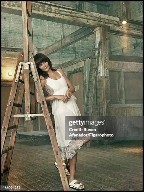 Model Helena Christensen is photographed for Madame Figaro on December 13, 2013 in New York City. Dress , sandals . PUBLISHED IMAGE. CREDIT MUST...