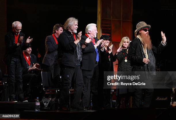 Peter Frampton, Tommy Shannon, Chris Layton, Randy Bachman, Jimmy Capps, Corki Casey O'Dell, Barbara Mandrell and Billy Gibbons attend the 2014...