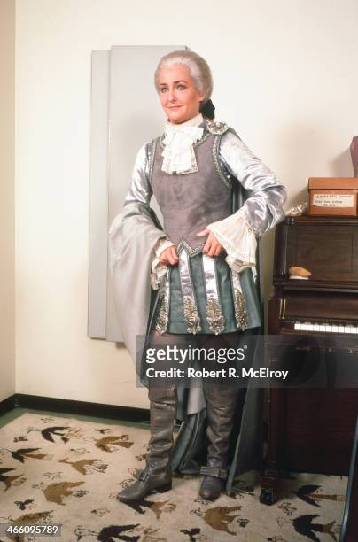 Portrait of American mezzo-soprano Frederica Von Stade as she poses backstage at Carnegie Hall for her role as Idamante in a performance of...