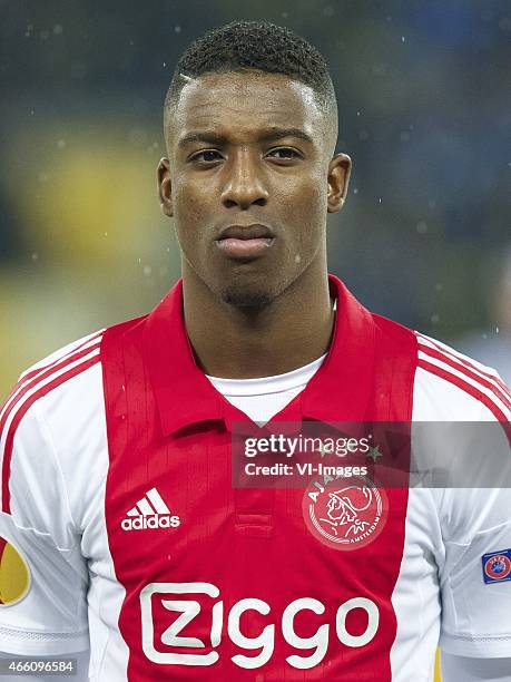 Riechedly Bazoer of Ajax during the Europa League round of 16 match between FC Dnipro Dnipropetrovsk and Ajax on March 11, 2015 at the NSK...