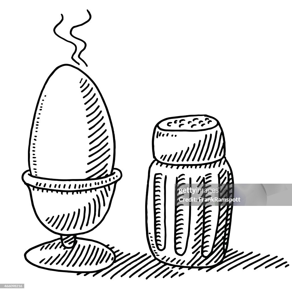 Breakfast Food Egg Salt Shaker Drawing