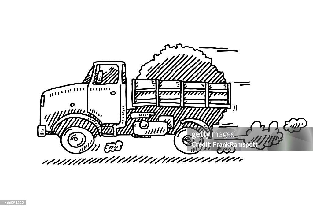 Fast Old Lorry Cartoon Vehicle Drawing High-Res Vector Graphic - Getty  Images