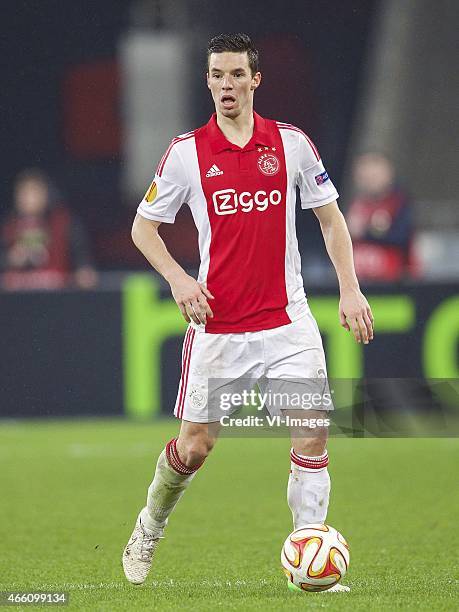 Nick Viergever of Ajax during the Europa League round of 16 match between FC Dnipro Dnipropetrovsk and Ajax on March 11, 2015 at the NSK Olimpiyskyi...