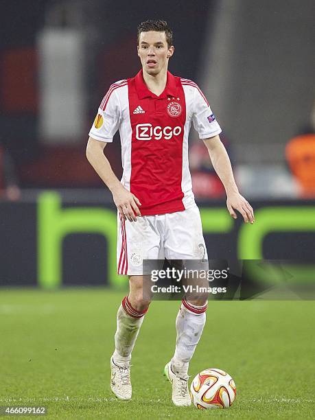 Nick Viergever of Ajax during the Europa League round of 16 match between FC Dnipro Dnipropetrovsk and Ajax on March 11, 2015 at the NSK Olimpiyskyi...