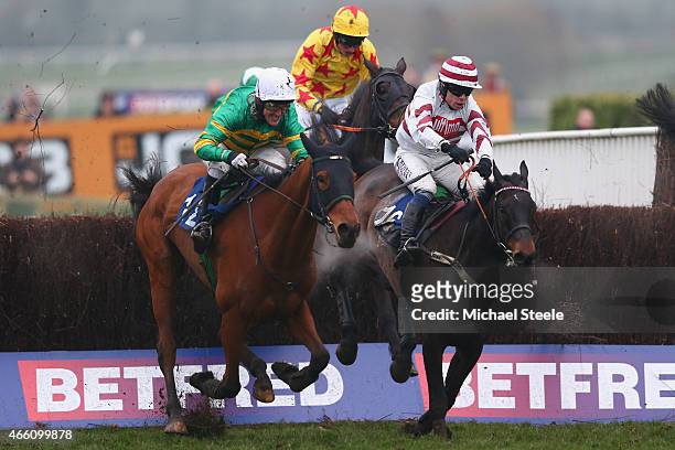 McCoy riding Ned Buntline clears the last eventually finishing fourth in his last ever ride in the A.P.McCoy Grand Annual Handicap Steeplechase race...