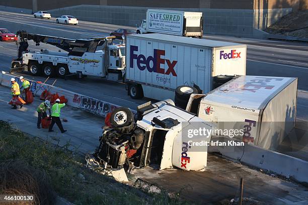 An accident involving a FedEx truck caused a traffic snarl in the San Fernando Valley Friday morning on March 13 on the southbound 5 Freeway near...