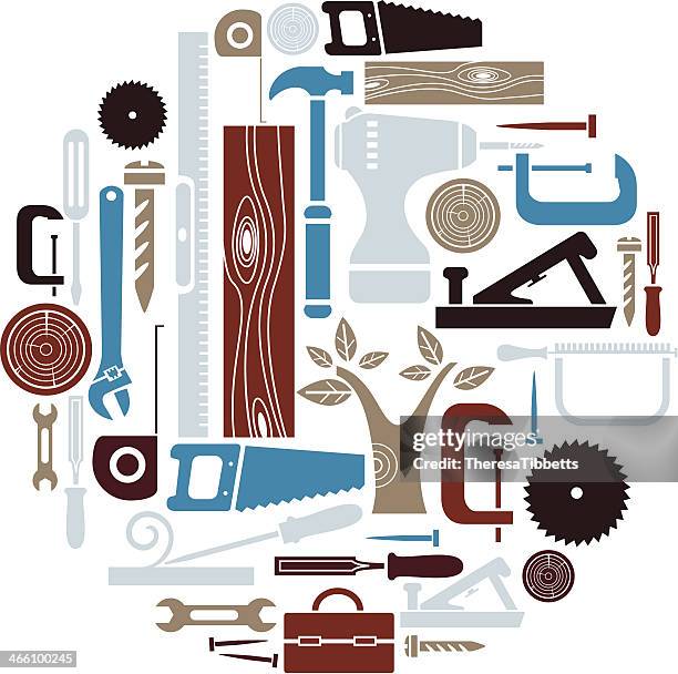 carpentry icon set - carpenter stock illustrations
