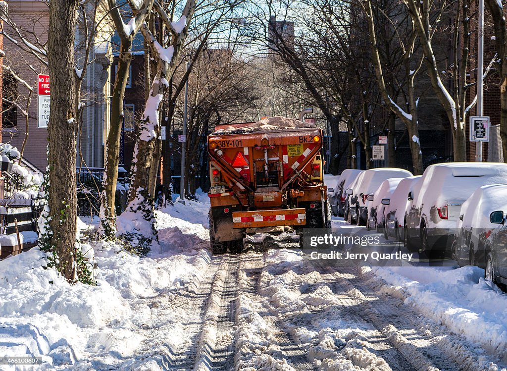 Salting the roads on Cranberry Street